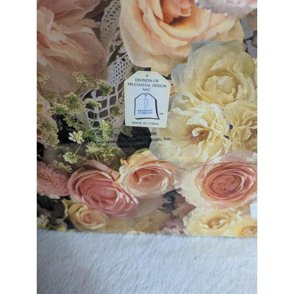 Vintage 90s Floral Decoupage Rose Print Storage Train Case Cottage Core